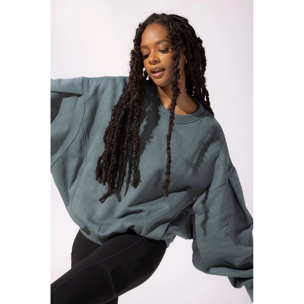 Popflex Brunch Sweater Oversized Sweatshirt Teal 1X/3X Relaxed Cozy Athleisure